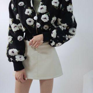 Embroider Floral Zip Long-sleeve Jacket