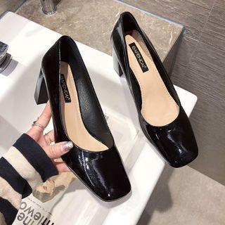 Patent Chunky-knit Pumps