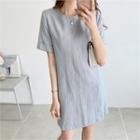 Cuffed-sleeve Linen Dress