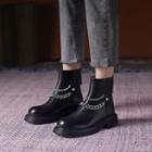 Chain Block-heel Short Boots