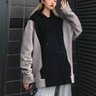 Color Block Hoodie Black & Gray - One Size