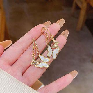 Butterfly Rhinestone Alloy Earring E5229 - 1 Pair - Gold - One Size