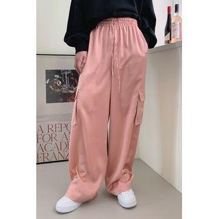 Satin Wide-leg Cargo Pants