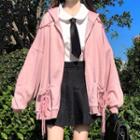 Drawstring Zip-up Hoodie / Plain Shirt / Neck-tie