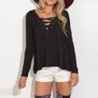 V-neck Lace-up Top