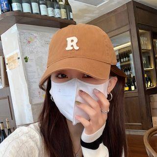 Lettering Applique Baseball Cap Brown Yellow - One Size