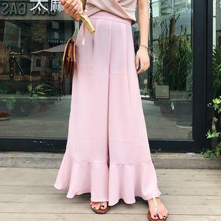 Set: Wide-leg Chiffon Pants + A-line Maxi Skirt