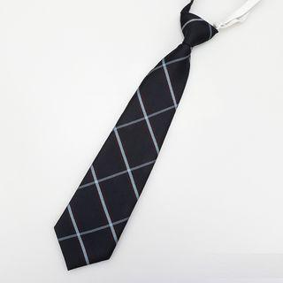 Plaid Neck Tie Light Blue & Black - One Size