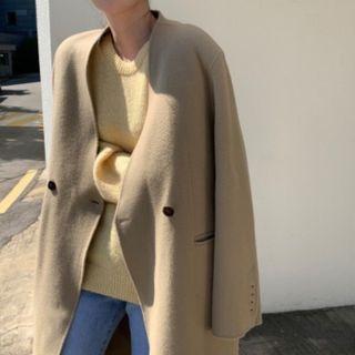 Double Button Coat Khaki - One Size