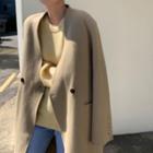 Double Button Coat Khaki - One Size