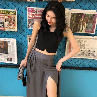 Cropped Camisole Top / Slit Maxi Skirt