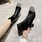 Glitter Cap-toe Chunky-heel Short Boots