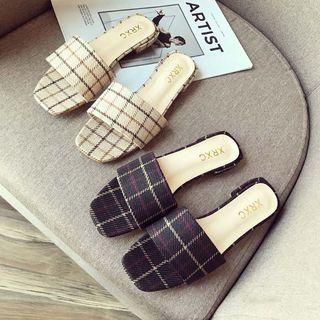 Check Slide Sandals