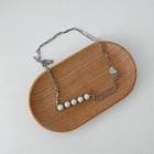 Beaded Necklace 1pc - Silver - One Size