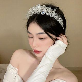 Flower Faux Crystal Headband An1456 - Transparent - One Size