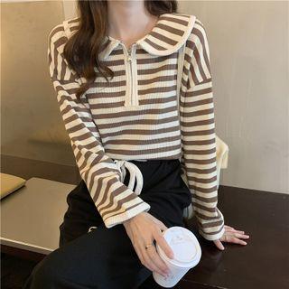 Striped Peter Pan Collar Light Top