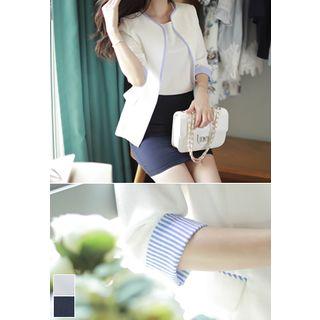 3/4-sleeve Piped Jacket