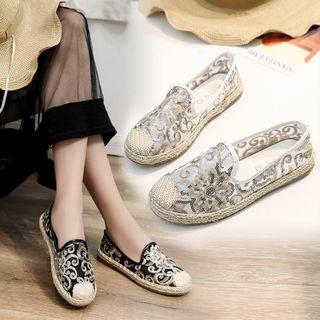 Embroidered Straw Panel Flat