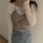 Long-sleeve T-shirt / Striped Camisole Top