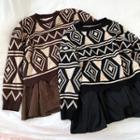Mock Two-piece Color-block Long-sleeve Sweater