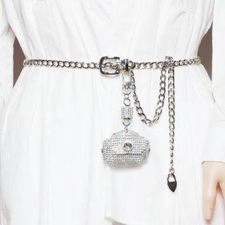 Rhinestone Mini Pouch Chain Belt