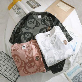 Bear Embroidered Print Short-sleeve T-shirt