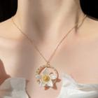 Rhinestone Flower Pendent Necklace Necklace - One Size