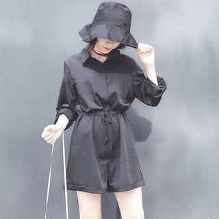 Plain Long-sleeve Playsuit