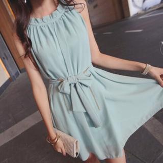 Tie-waist Sleeveless A-line Dress