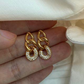 Rhinestone Chain Dangle Earring 1 Pair - As Shown In Figure - One Size