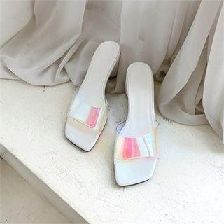 Transparent Cylinder-heel Mules