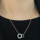 Pearl Interlocking Hoop Pendant Necklace Gold - One Size