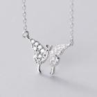 Rhinestone Butterfly Necklace S925 Silver - Silver - One Size