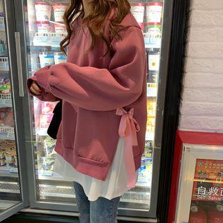 Mock Two Piece Tie-side Oversized Pullover