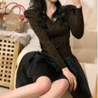 Puff Sleeve Knit Top / A-line Skirt