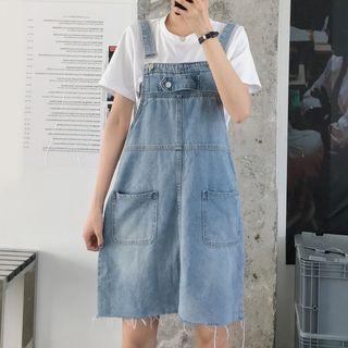 Pocket Detail Denim Jumper Dress / Jumper Shorts