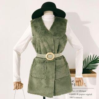 Faux Fur Tie-waist Vest