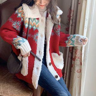 Faux-shearling Panel Cardigan