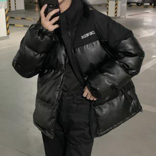 Stand-collar Panel Long-sleeve Jacket