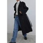 Handmade Epaulet Wool Long Coat With Sash
