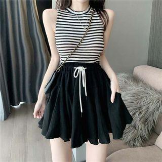 Striped Camisole Top / Drawstring Culottes