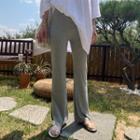 Band-waist Button-detail Ribbed Pants