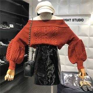 Off Shoulder Rib Knit Sweater