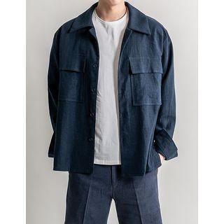 Flap-pocket Loose-fit Linen Shirt
