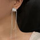 Asymmetrical Geometric Stud Earring 1 Pair - Asymmetric - Silver - One Size