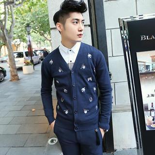 V-neck Embroidered Cardigan