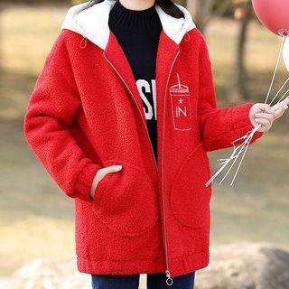 Faux-shearling Hooded Padded Coat