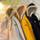 Faux Shearling Lettering Zip Oversize Hoodie