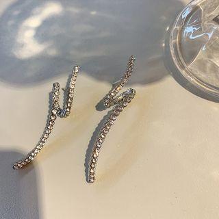 Rhinestone Lightning Earring 1 Pair - Silver - One Size