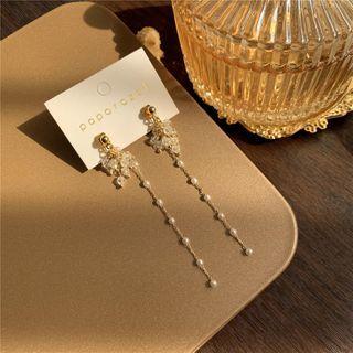 Bead Drop Sterling Silver Ear Stud / Clip-on Earring